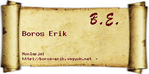 Boros Erik névjegykártya